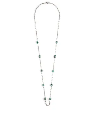 Silver Chain Necklace With Emeralds