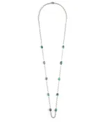 Silver Chain Necklace With Emeralds