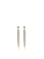 Silver Dome Fringe Drop Earrings With Diamonds