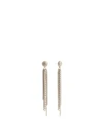 Silver Dome Fringe Drop Earrings With Diamonds