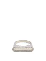 Silver Tower Outline Frame Ring With Diamonds