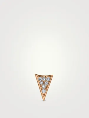 14K Rose Gold Triangle Stud Earring With Diamonds