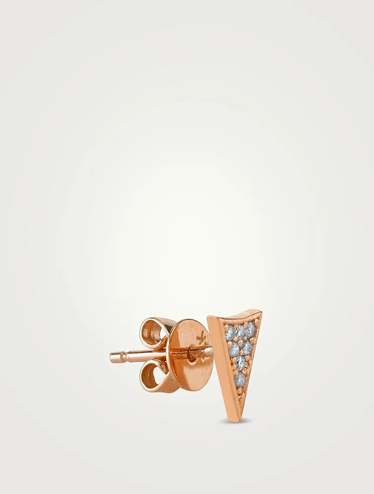 14K Rose Gold Triangle Stud Earring With Diamonds