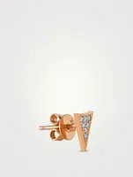 14K Rose Gold Triangle Stud Earring With Diamonds