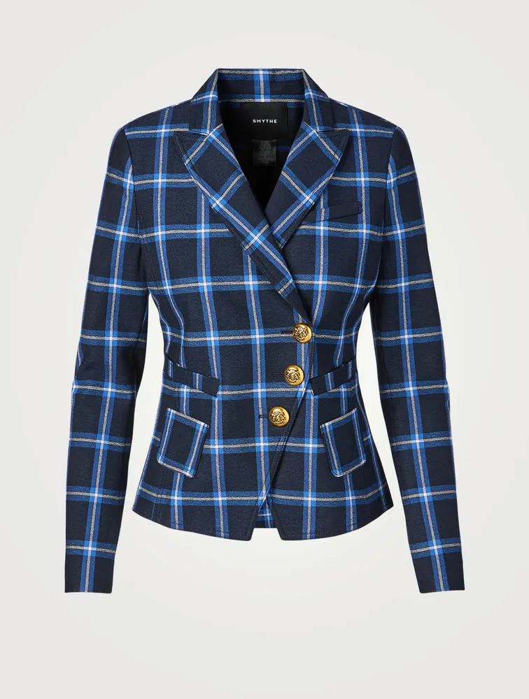 Wrap Blazer Window Pane Print