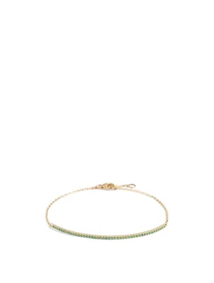 18K Gold Bar Bracelet With Emerald