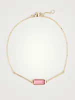 18K Gold Bar Bracelet With Rubellite