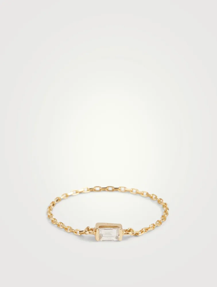 18K Gold Petite Diamond Baguette Chain Ring