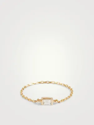 18K Gold Petite Diamond Baguette Chain Ring
