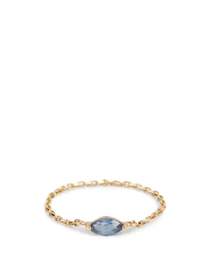 18K Gold Marquise Sapphire Chain Ring