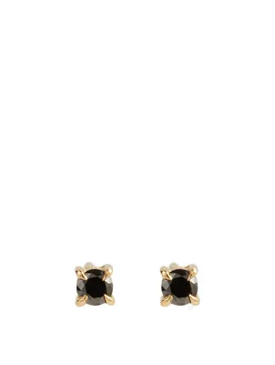 18K Gold Black Diamond Stud Earrings