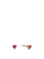 18K Gold Ruby Heart Stud Earrings