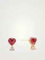 18K Gold Love Earrings With Spinel And Diamonds