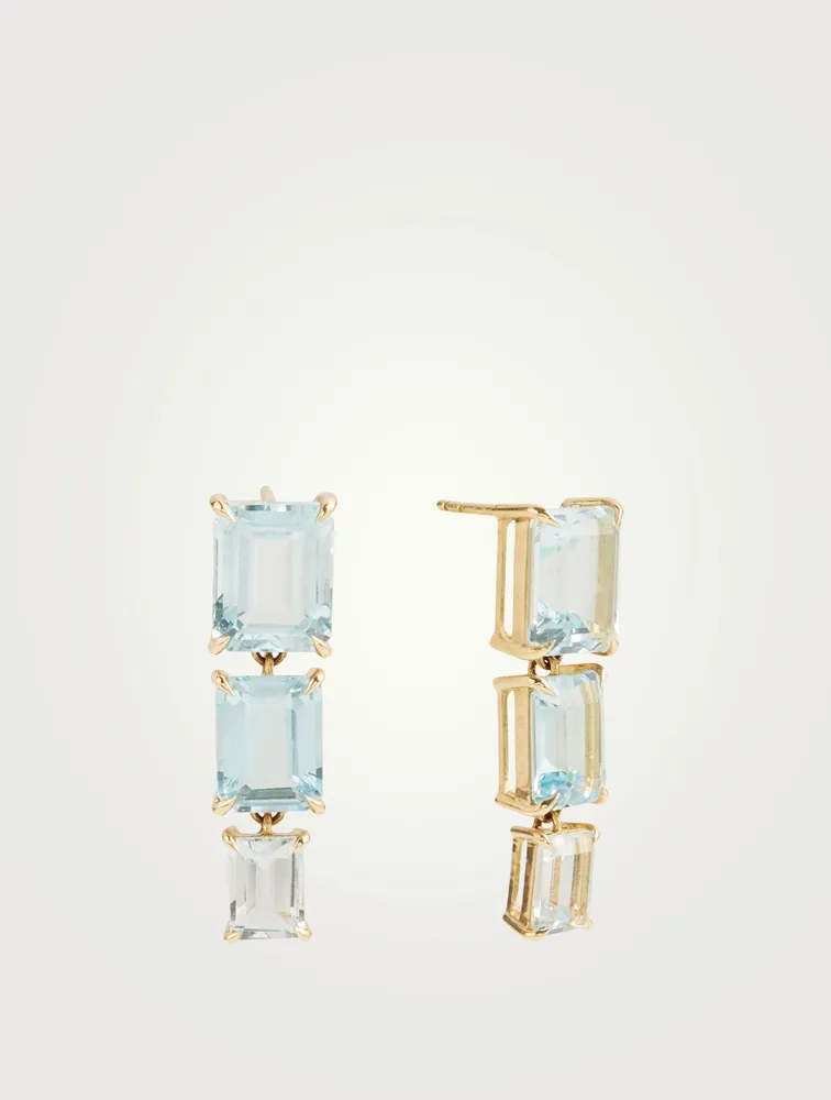 18K Gold Ombré Cascade Earrings With Topaz