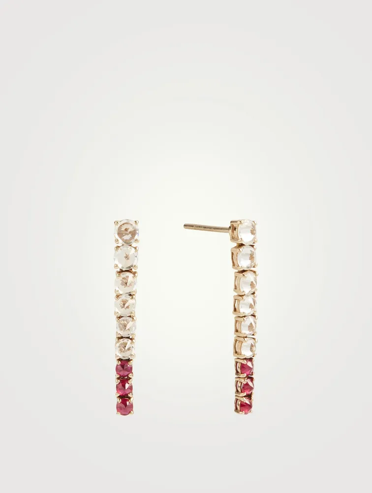 18K Gold Dream Links Earrings With White Sapphire And Ruby