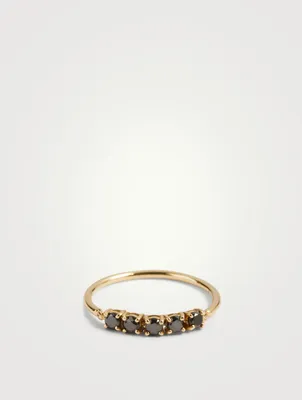 18K Gold Flexi Ring With Black Diamonds