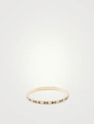 18K Gold Infinite Ring With Black And White Diamonds