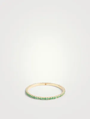 18K Gold Infinity Ring With Emeralds