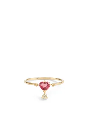 18K Gold Ring With Pink Spinel And Yellow Diamond