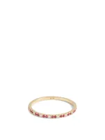 18K Gold Infinite Candy Stripe Ring With Rubies And Diamonds