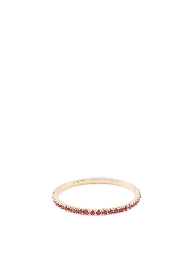 18K Gold Infinite Ring With Rubies