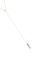 18K Gold Lariat Necklace With Pink Tourmaline