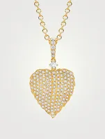 Small Lauren 18K Gold Leaf Pendant Necklace With Diamonds