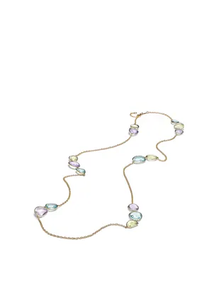 Candy 18K Gold Long Necklace With Multicolour Stones