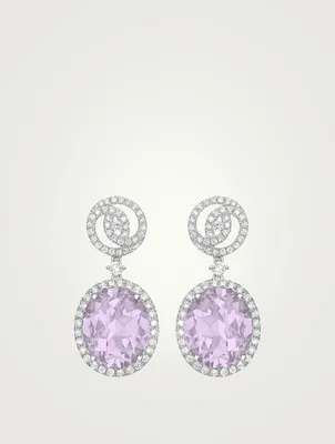 Signatures 18K White Gold Earrings With Lavender Amethyst And Diamonds