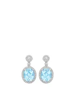 Signatures 18K White Gold Earrings With Blue Topaz And Diamonds