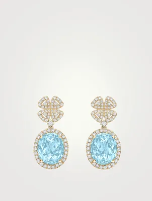 Signatures 18K Gold Clover Earrings With Diamonds And Blue Topaz