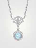 Freya 18K White Gold Pendant Necklace With Blue Topaz And Diamonds