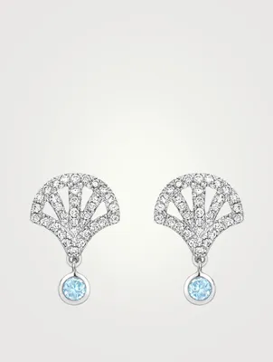 Freya 18K White Gold Fan Earrings With Blue Topaz And Diamonds