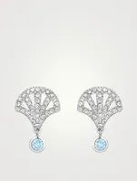 Freya 18K White Gold Fan Earrings With Blue Topaz And Diamonds
