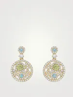 Bubbles 18K Gold Earrings With Diamonds, Peridot And Blue Topaz