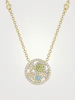 Bubbles 18K Gold Necklace With Diamonds, Peridot And Blue Topaz