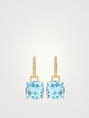 Kiki Classics 18K Gold Earrings With Blue Topaz And Diamonds