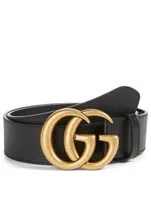 Leather Belt With Double G Buckle