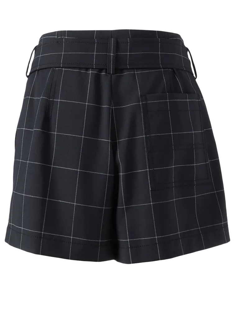High-Waisted Shorts Window Pane Print