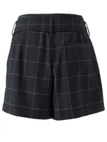 High-Waisted Shorts Window Pane Print