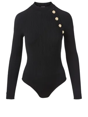 Long-Sleeve Bodysuit With Buttons