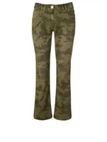 Flared Cropped Jeans Camo Print