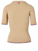 Wool-Blend Short-Sleeve Top