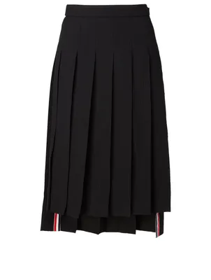 Wool Seersucker Pleated Skirt