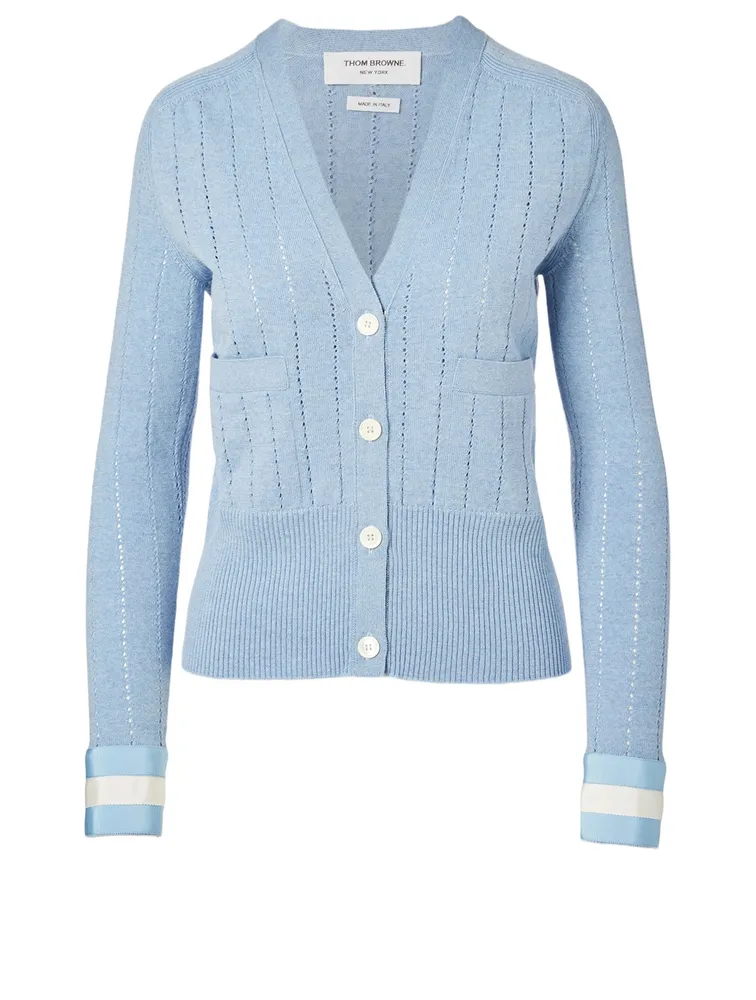 Wool Pointelle Stitch Cardigan