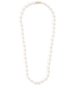 18K Rose Gold Pearl Necklace With Diamond