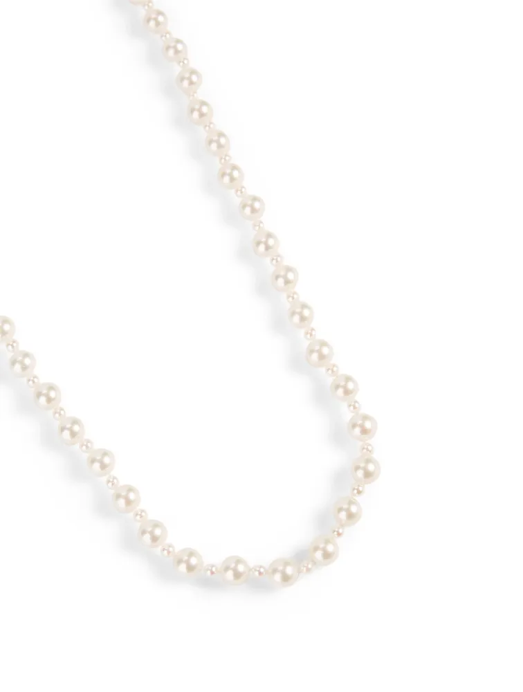 18K Rose Gold Pearl Necklace With Diamond