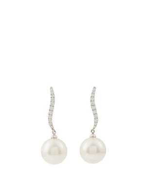 18K White Gold Pearl And Diamond Earrings