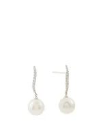 18K White Gold Pearl And Diamond Earrings