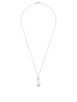 18K White Gold Pearl And Diamond Pendant Necklace